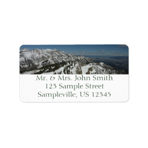 Snowy Peaks of Grand Teton Mountains I Photography Label