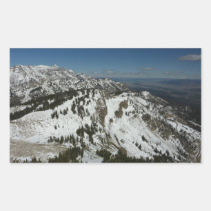 Snowy Peaks of Grand Teton Mountains I Photography Rectangular Sticker