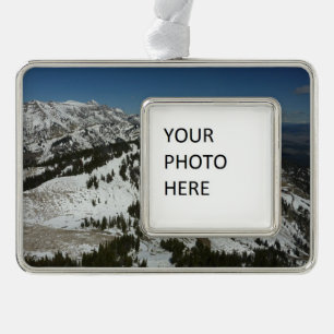 Snowy Peaks of Grand Teton Mountains I Photography Silver Plated Framed Ornament