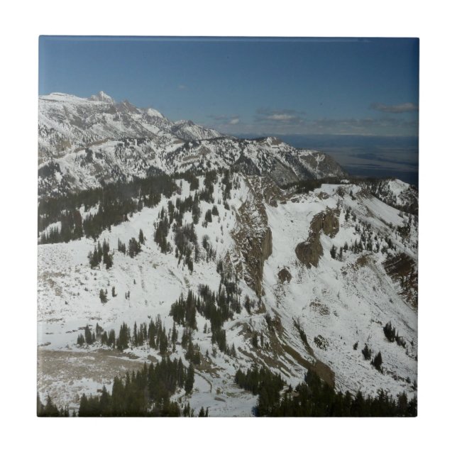 Snowy Peaks of Grand Teton Mountains I Photography Tile (Front)