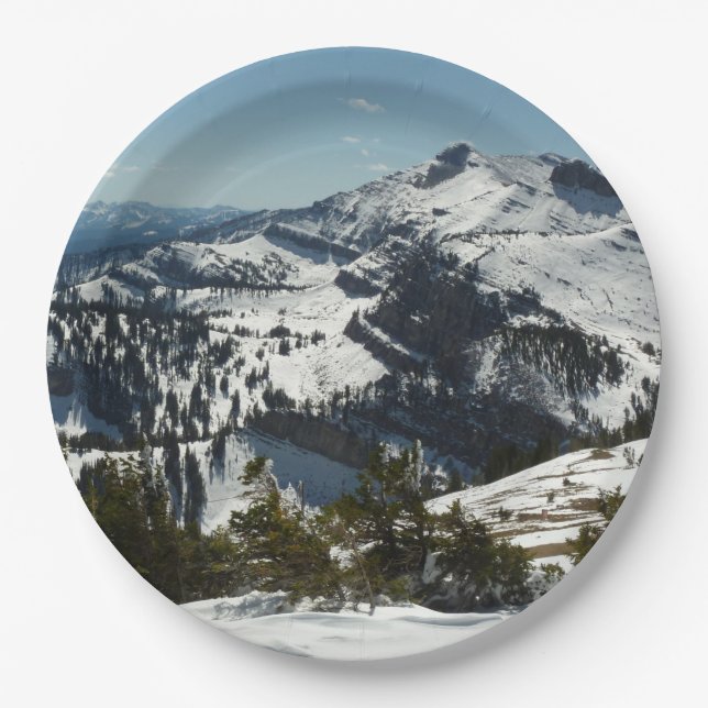 Snowy Peaks of Grand Teton Mountains II Photo Paper Plate (Front)
