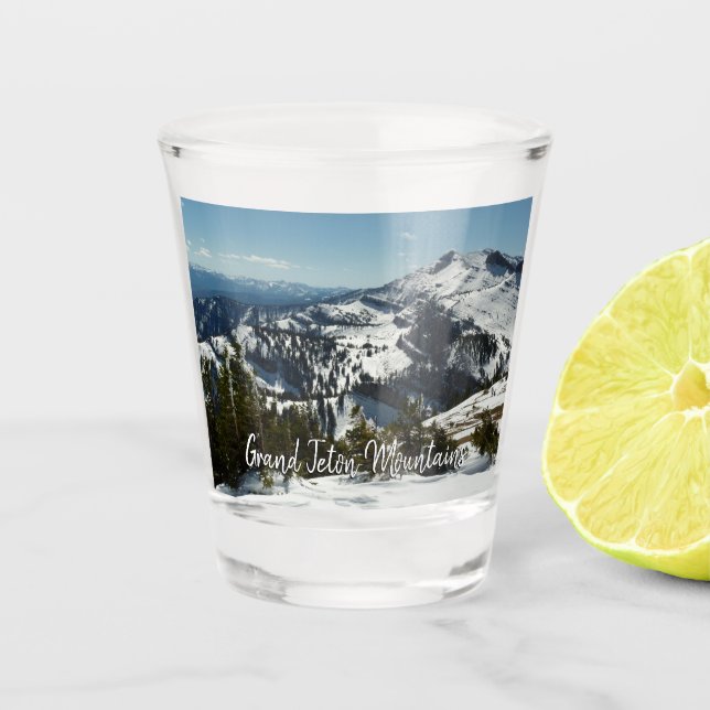 Snowy Peaks of Grand Teton Mountains II Photo Shot Glass (Front)
