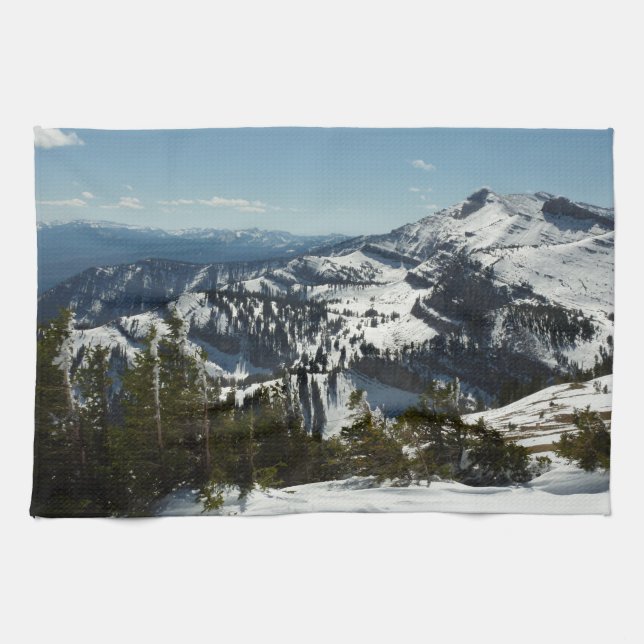 Snowy Peaks of Grand Teton Mountains II Photo Tea Towel (Horizontal)