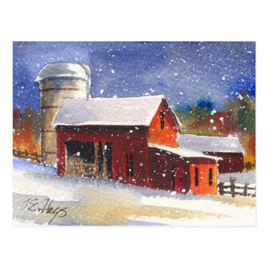 Snowy Pennsylvania Barns Postcard