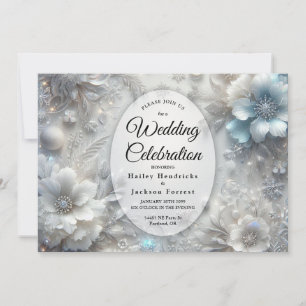 Snowy Petals in Frozen Bloom Wedding Invitation
