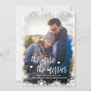 Snowy Photo Christmas Pregnancy Announcement Cards