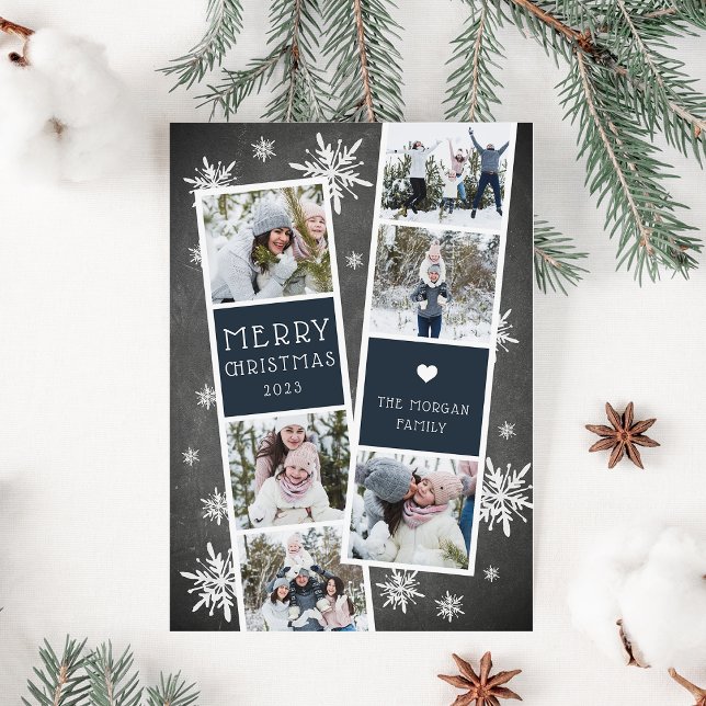 Snowy Photobooth Holiday Photo Collage Card (Creator Uploaded)