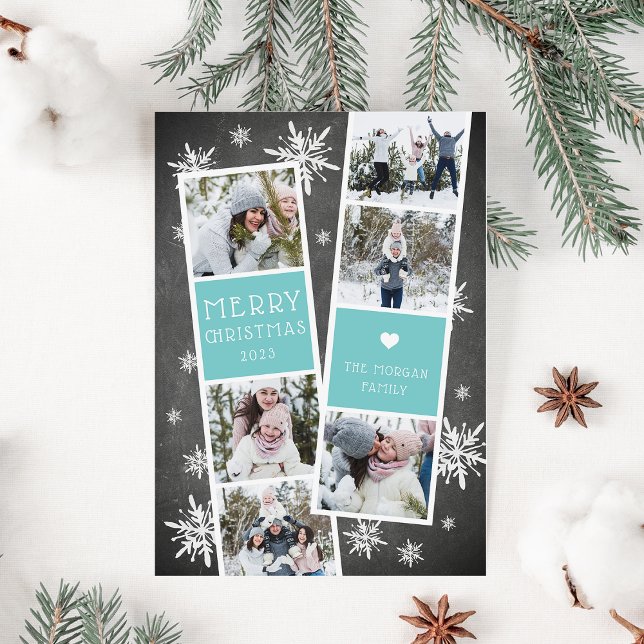 Snowy Photobooth Holiday Photo Collage Card (Creator Uploaded)