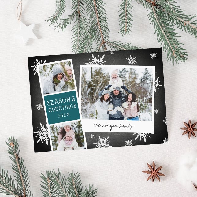 Snowy Photobooth Holiday Photo Collage Card (Creator Uploaded)