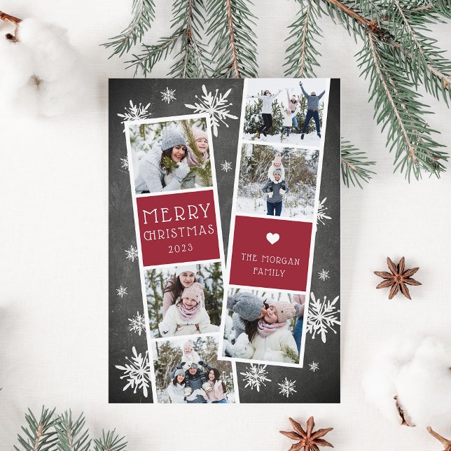 Snowy Photobooth Holiday Photo Collage Card (Creator Uploaded)