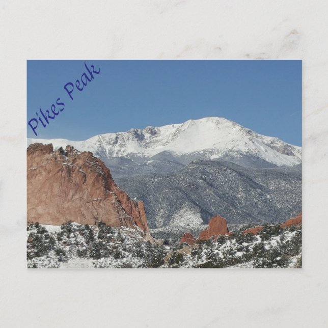 Snowy Pikes Peak postcard (Front)