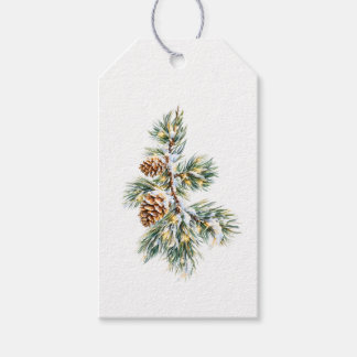 Snowy Pine Branch Gift Tags