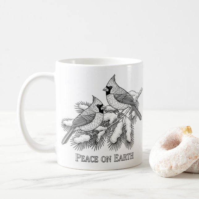  Snowy Pine Branch Holiday Shirt Coffee Mug (With Donut)