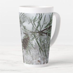 Snowy Pine Branch Latte Mug