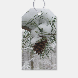 Snowy Pine Branch Winter Nature Photography Gift Tags