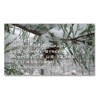 Snowy Pine Branch Winter Nature Photography Magnetic Business Card