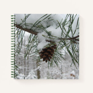 Snowy Pine Branch Winter Nature Photography Notebook