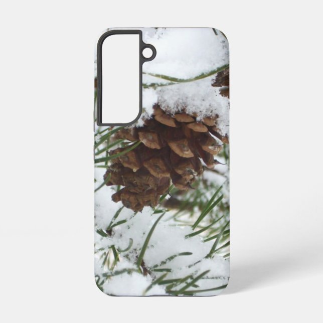 Snowy Pine Cone I Winter Nature Photography Samsung Galaxy S22 Case (Back)