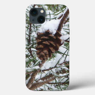 Snowy Pine Cone II Winter Nature Photography iPhone 13 Case
