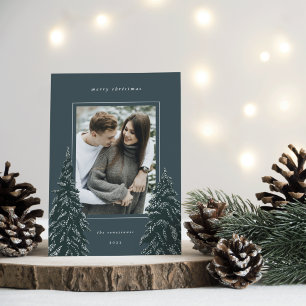 Snowy Pine   Elegant Christmas Photo Holiday Card