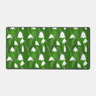 Snowy Pine Forest Desk Mat