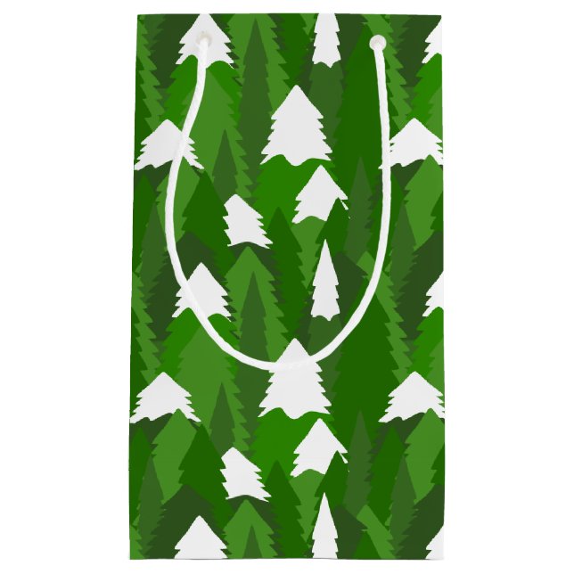 Snowy Pine Forest Small Gift Bag (Front)