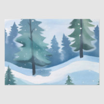 Snowy Pine Forest | Winter Watercolor