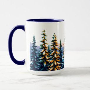 Snowy Pine Forest Yellowstone Winter Aesthetic Mug