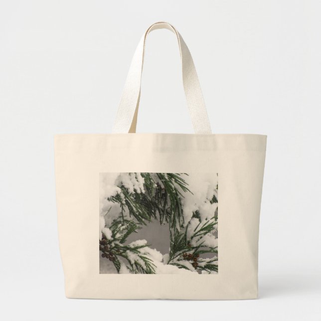 Snowy Pine Large Tote Bag (Front)