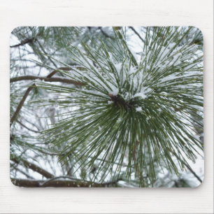 Snowy Pine Needles Winter Nature Photography Mouse Mat