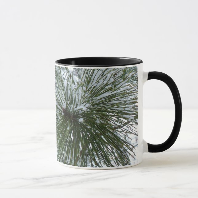 Snowy Pine Needles Winter Nature Photography Mug (Right)