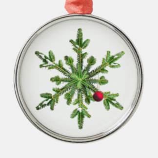 Snowy Pine Snowflake Metal Tree Decoration
