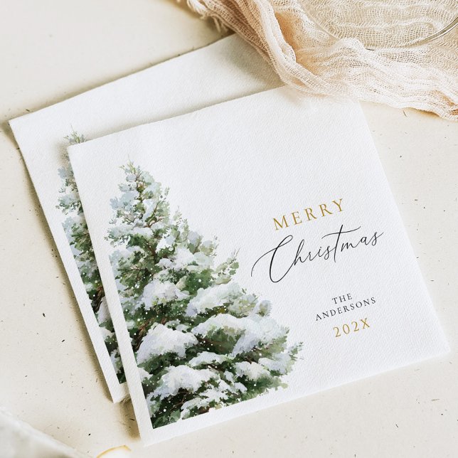 Snowy Pine Tree Christmas Napkin (Creator Uploaded)