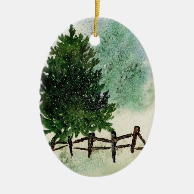 Snowy Pine Tree Christmas ornament (Front)