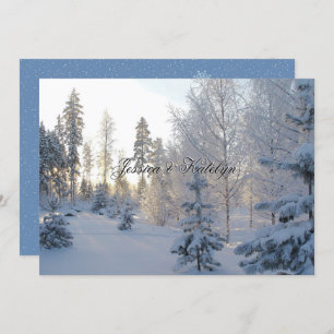 Snowy Pine Tree Forest Winter Wedding Invitation