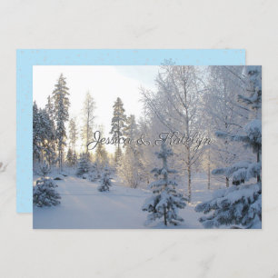 Snowy Pine Tree Forest Winter Wedding Invitation