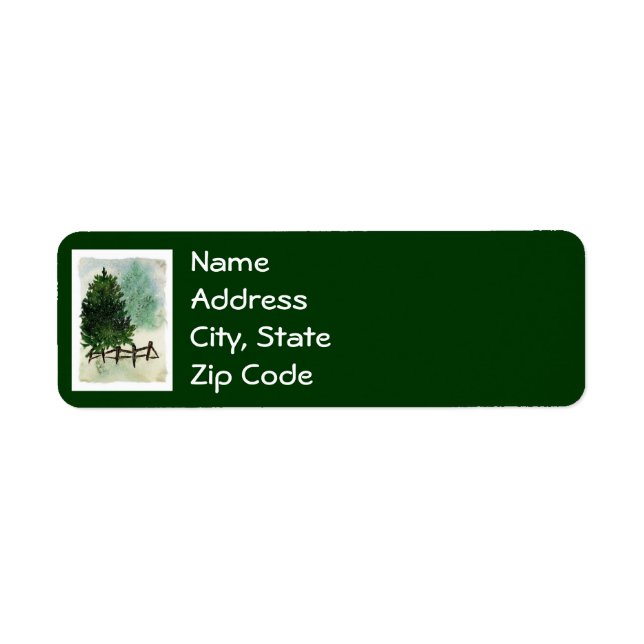Snowy Pine Tree Return Address Labels (Front)