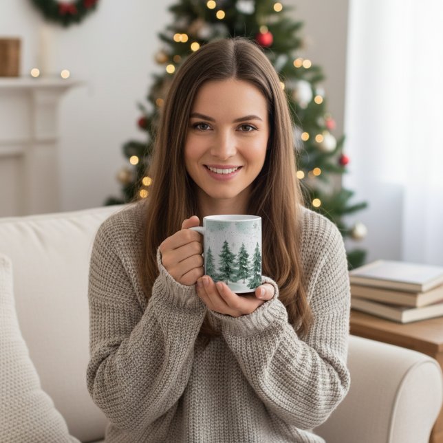 Snowy Pine Tree Winter Scene | Christmas Gift   Coffee Mug (Cozy up with this snowy pine tree mug,perfect for winter mornings and festive holiday vibes)