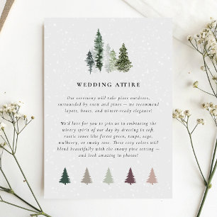 Snowy Pine Tree Winter Wedding Attire Enclosure Card