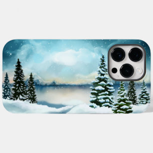 Snowy pine trees near a lake Case-Mate iPhone 14 pro max case
