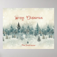 Snowy Pine Trees Vintage