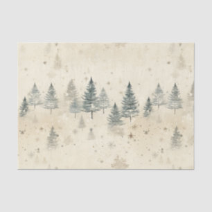 Snowy Pine Trees Vintage Watercolor Tissue Paper