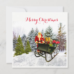 Snowy Pines and Santa Claus Christmas Flat Cart