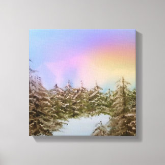  Snowy Pines at Sunrise Original Winter Landscape Canvas Print