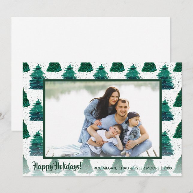 Snowy Pines Christmas Photo Holiday Card (Front/Back)