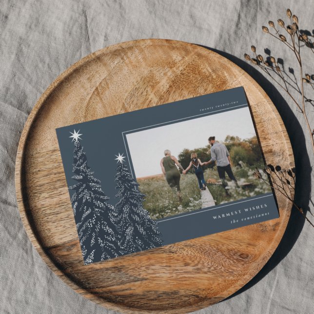 Snowy Pines | Elegant Christmas Photo Holiday Card (Creator Uploaded)