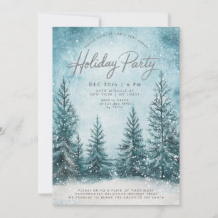 Snowy Pines Snow Christmas Tree Winter Holiday Invitation