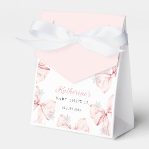 Snowy Pink Bow Baby Shower Favour Box