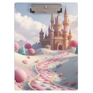 Snowy Pink Candy Land Fairy Castle Clipboard