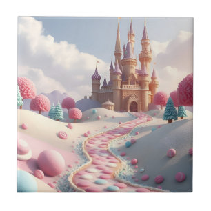 Snowy Pink Candy Land Fairy Castle Tile